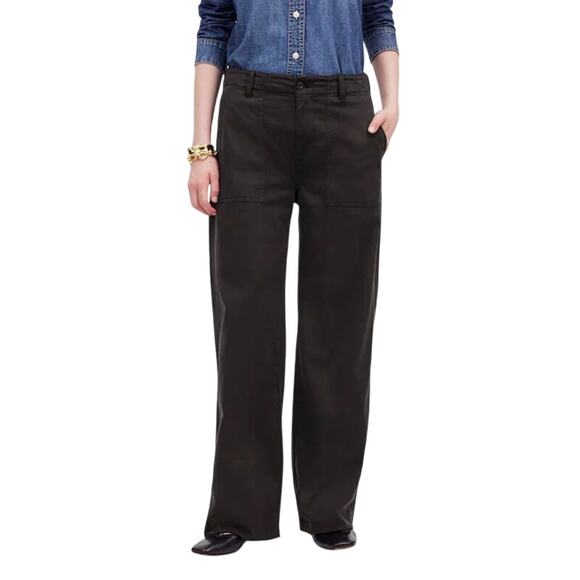 Madewell Low-Slung Baggy Utility Wide-Leg Pants Almost Black NWT 25 - Picture 1 of 9